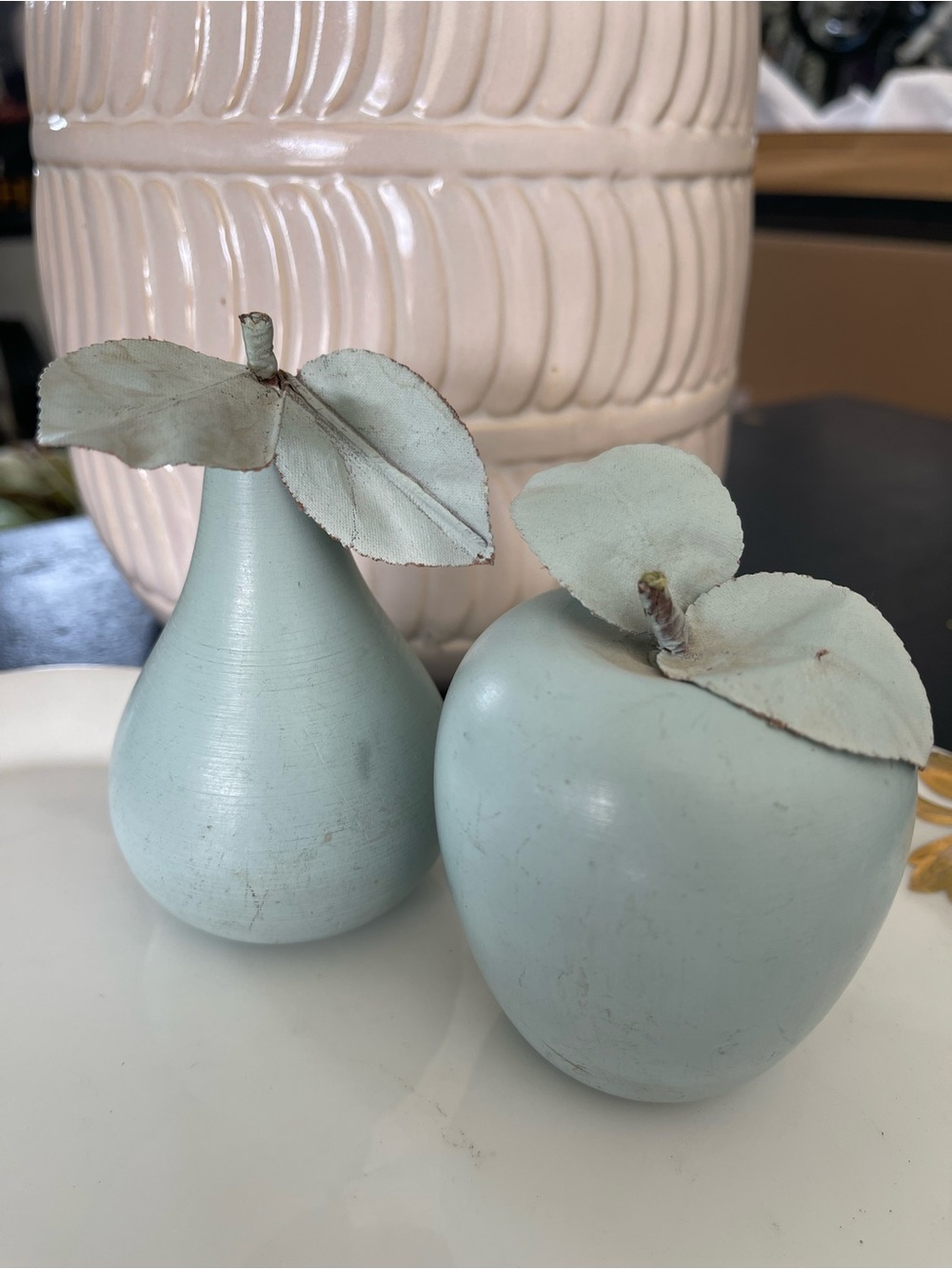 Vintage - Decorative Blue Green Apple and Pear Set